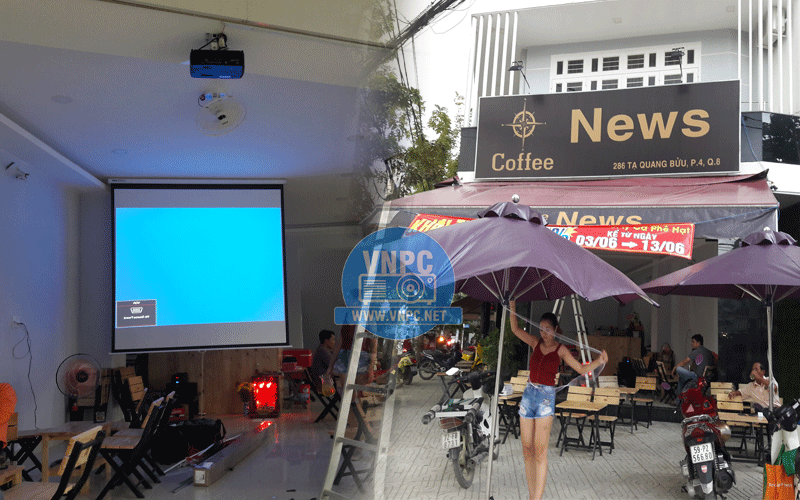 Lắp đặt máy chiếu bóng đá cho quán cafe News tại Quận 8 TpHCM